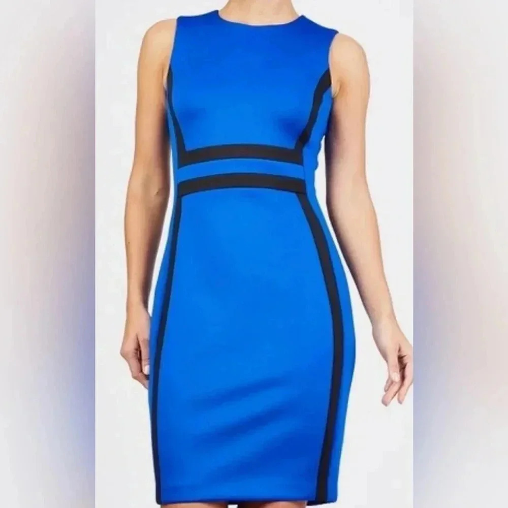 Calvin Klein Color Block Sheath Dress Size 8P - Picture 4 of 10